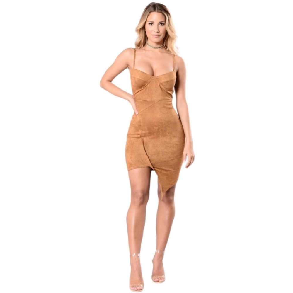 Suede Tan Mini Dress